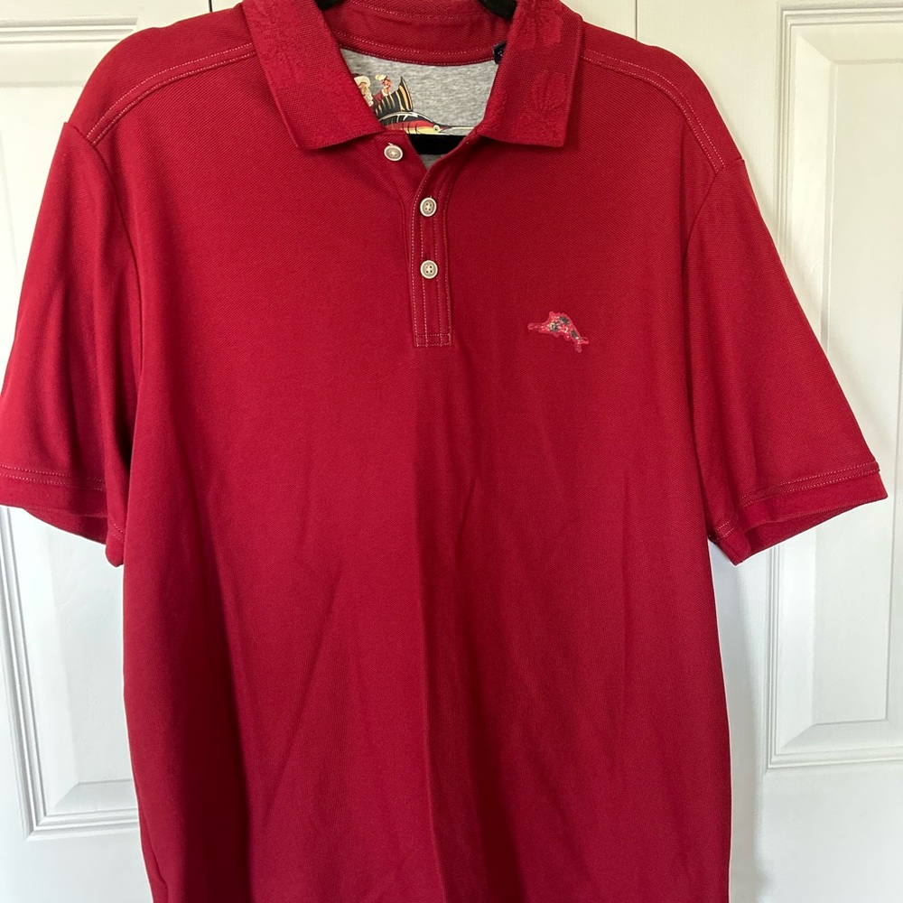 Tommy Bahama 1/4 Button Men's Sangria Red Polo Shirt Limited Edition Christmas L